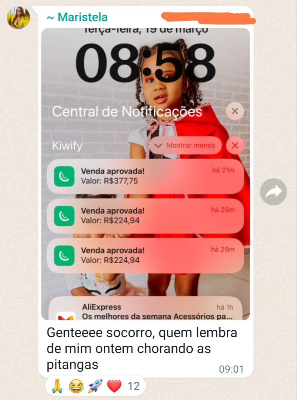 Depoimento de aluna sobre primeira venda